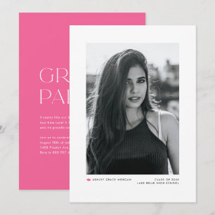 Anúncio de Graduação Minimalista Moderno Rosa Neon