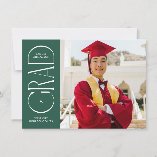 Anúncio de Graduação Minimalista Verde Moderna (Frente)