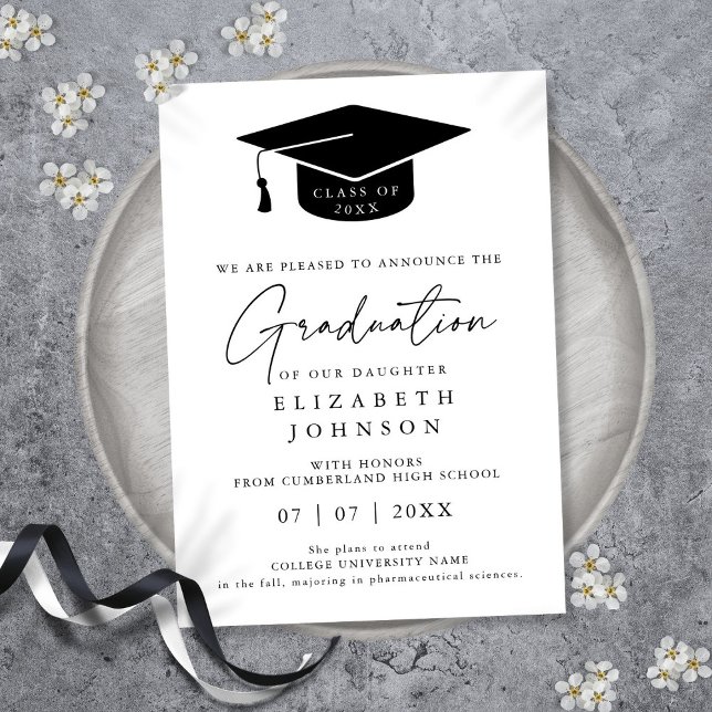 Anúncio de Graduação Moderno e Elegante Simples (Simple Elegant Modern Graduation Announcement)