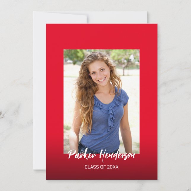 Anúncio de Graduação Moderno Vermelho Branco 2 Fot (Frente)