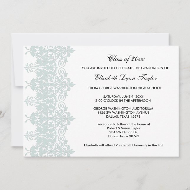 Anúncio de Graduação na Escola Teal Blue (Frente)