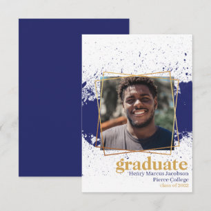 Anúncio de Graduação Navy & Gold Funky Splat
