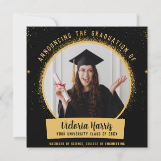 Anúncio de Graduação Personalizado Stardust com Fo