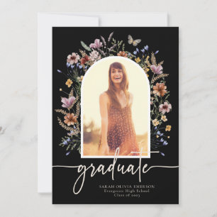Anúncio de Graduação Preto Floral