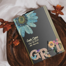 Anúncio de Graduação Retrofloral de Script de Folh