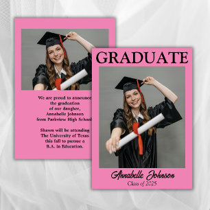 Anúncio de Graduação Rosa Fotográfica Moderna