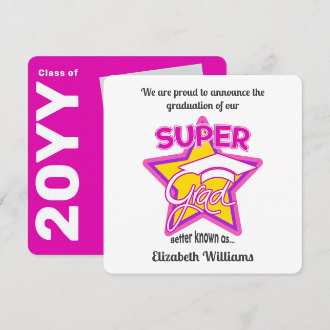 Anúncio de Graduação Rosa Super Formando Editável (Frente/Verso)