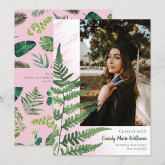 Anúncio de Graduação Rosa Verde Fern Elegante