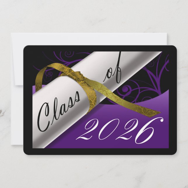 Anúncio de Graduação Roxo e Dourado (Frente)