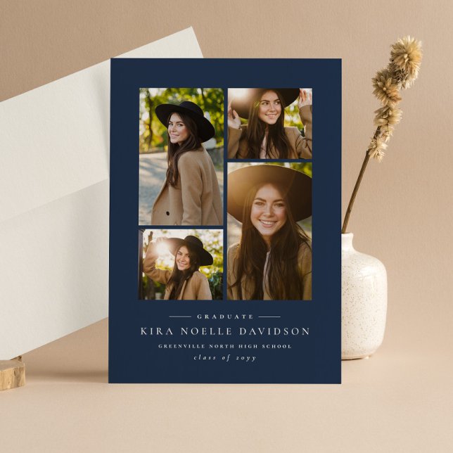 Anúncio de graduação simples do marinho de colagem (Criador carregado)