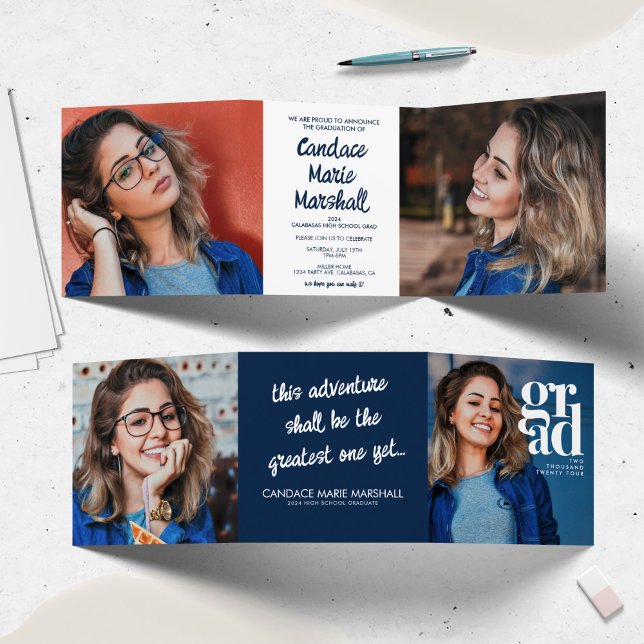 Anúncio de Graduação Trifold de Foto na Moda (Criador carregado)