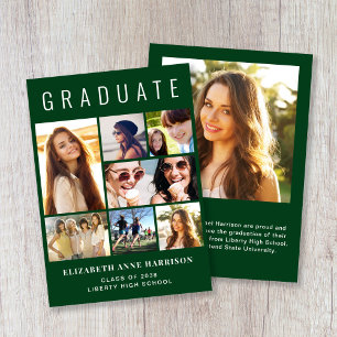 Anúncio de Graduação Verde da Colagem de Fotos Mod