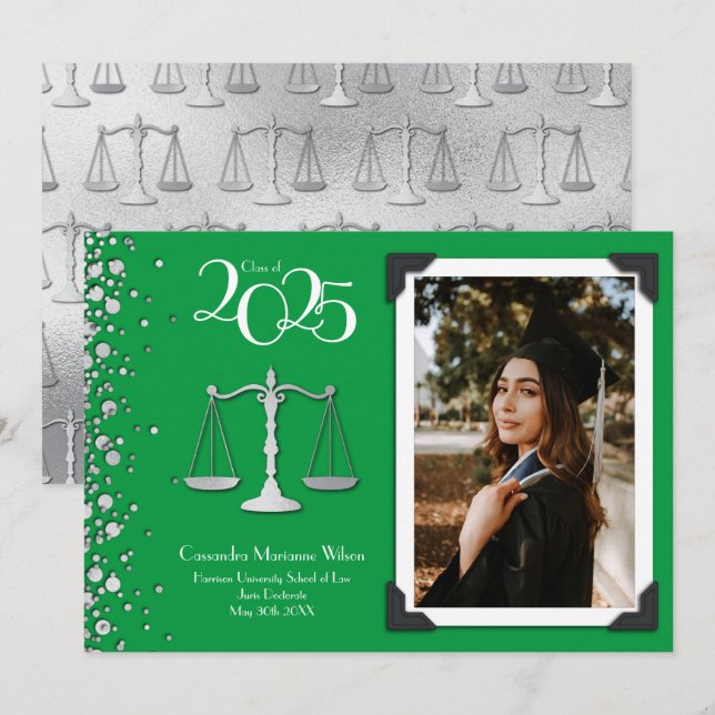 Anúncio de Graduação Verde da Escola de Direito do (Frente/Verso)