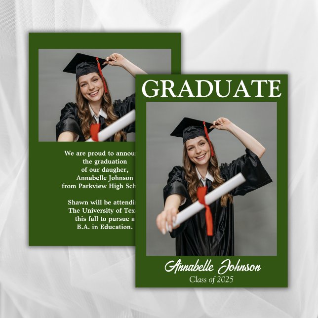 Anúncio de Graduação Verde de Foto Moderna (Criador carregado)