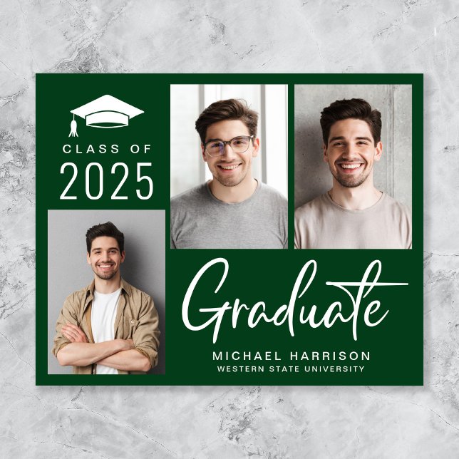 Anúncio de Graduação Verde de Foto no Orçamento 3 (Criador carregado)