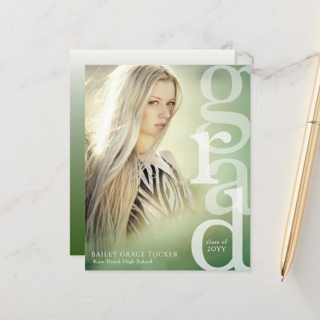 Anúncio de Graduação Verde de Sobreposição de FORM (Frente/Verso In Situ)