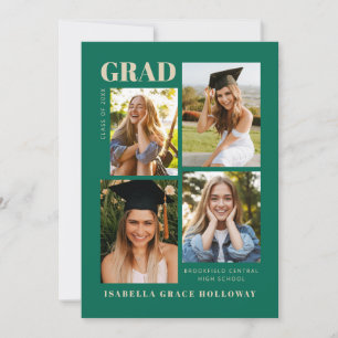 Anúncio de Graduação Verde Esmeralda Com Fotos