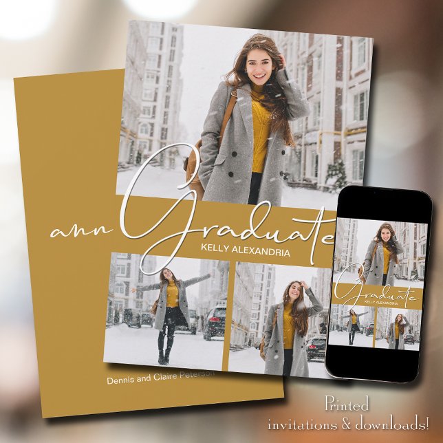 Anúncio de Graduação Vertical de 3 Fotos Graduado (Criador carregado)