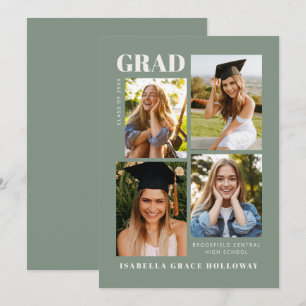 Anúncio de Gradução em Verde Sage com Fotos