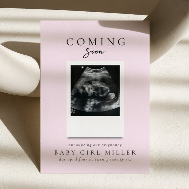 Anúncio de Gravidez Baby Pink Em Breve (Criador carregado)