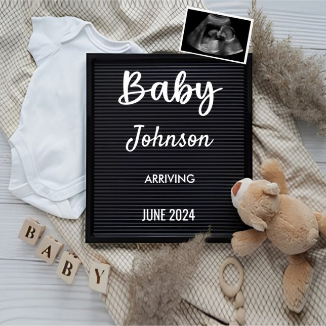 Anúncio de Gravidez | Bebê Quadro de Letras Elegan (Pregnancy Announcement)