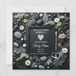 Anúncio de gravidez Black Boho com Sonograma