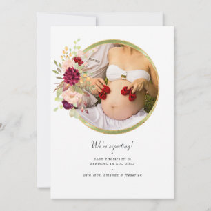 Anúncio de Gravidez Burgundy-Marsala e Blush