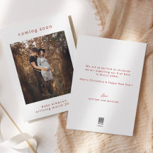 Anúncio de gravidez chegando logo Cartão de férias