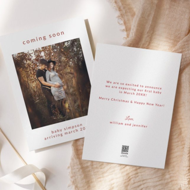 Anúncio de gravidez chegando logo Cartão de férias (Criador carregado)