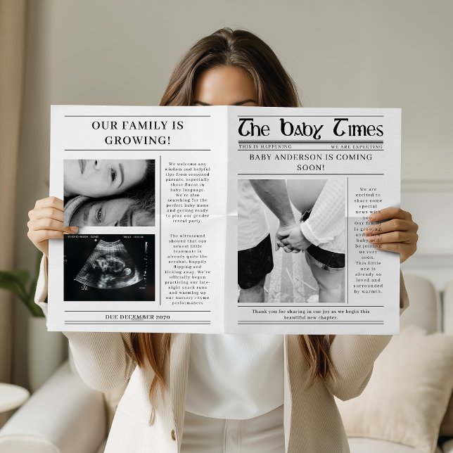 Anúncio de Gravidez com Foto de Jornal Retrô (Criador carregado)