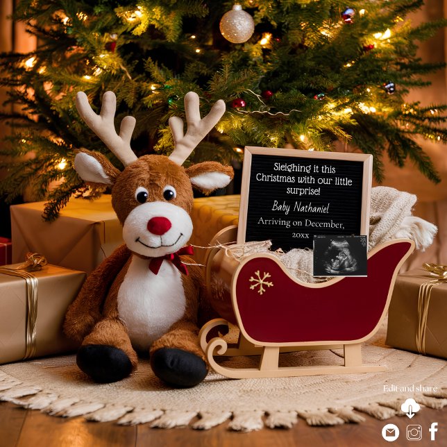 Anúncio de Gravidez com Trenó de Natal (Criador carregado)