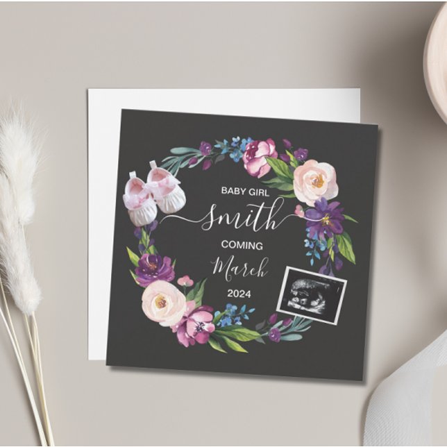 Anúncio de gravidez da Baby Girl (Baby Girl Pregnancy Announcement Card)