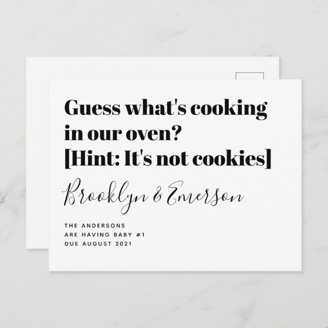 Anúncio de Gravidez da Tipografia Engraçada (Frente/Verso)