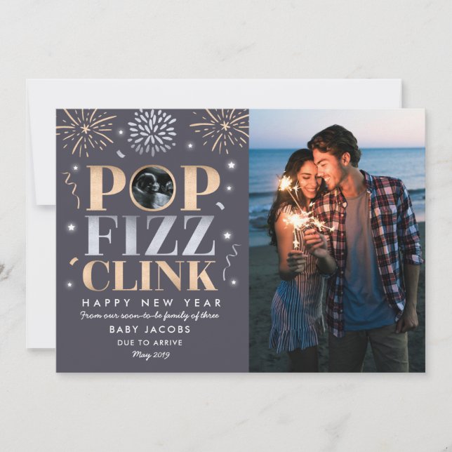 Anúncio de Gravidez de Ano Novo Ano Novo 2019 (Frente)