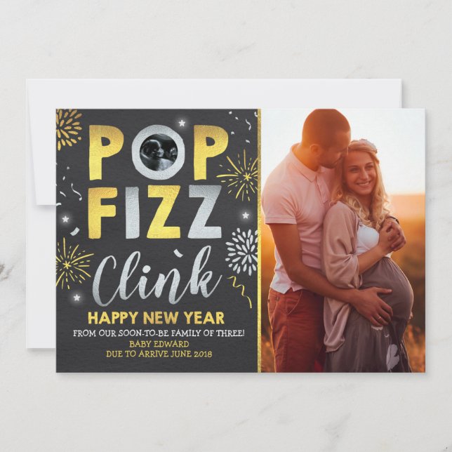Anúncio de gravidez de ano novo Cartão de ano novo (Frente)
