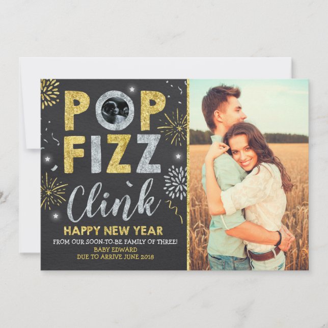 Anúncio de gravidez de ano novo Cartão de ano novo (Frente)