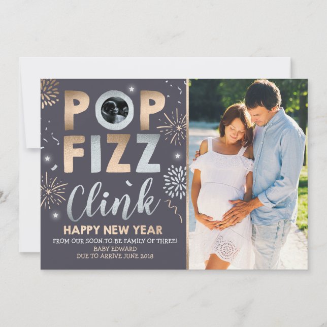Anúncio de gravidez de ano novo Cartão de ano novo (Frente)