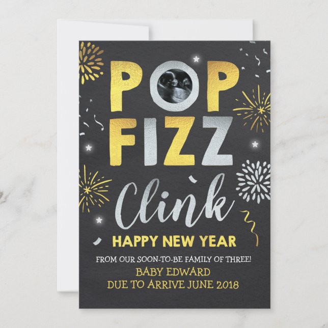 Anúncio de gravidez de ano novo Cartão de ano novo (Frente)