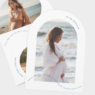 anúncio de gravidez de bebê com arco azul