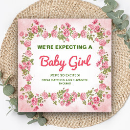 Anúncio de Gravidez de Bebê Menina Floral Chic Fof