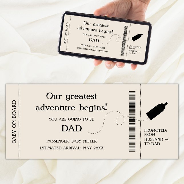 Anúncio De Gravidez De Embarque Para Marido (pregnancy announcement for husband boarding pass, promoted from husband to dad, adventure begins)