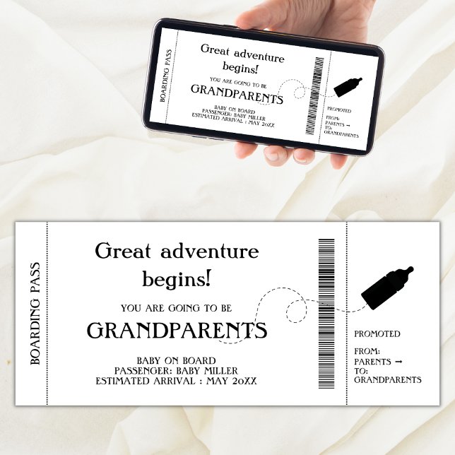 Anúncio De Gravidez De Embarque Para Pais (pregnancy announcement to parents, boarding pass pregnancy announcement, promoted to grandparents)