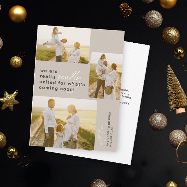 Anúncio de gravidez de feriado bege realmente ence (Criador carregado)