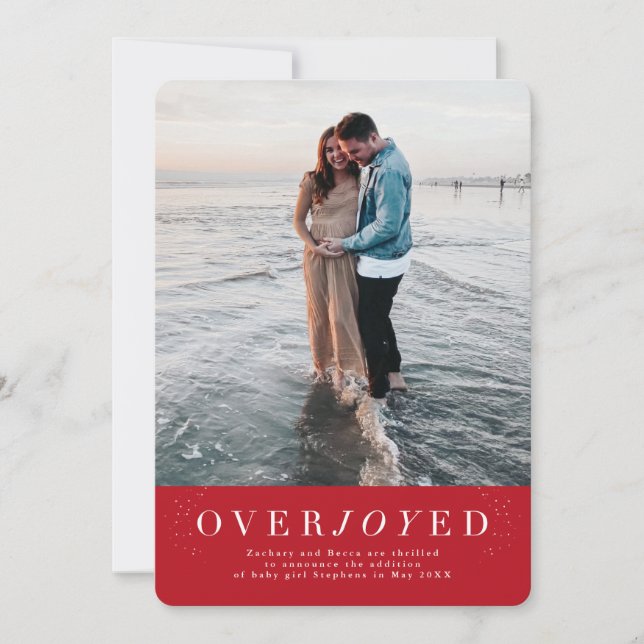 Anúncio de gravidez de férias vermelho (Frente)