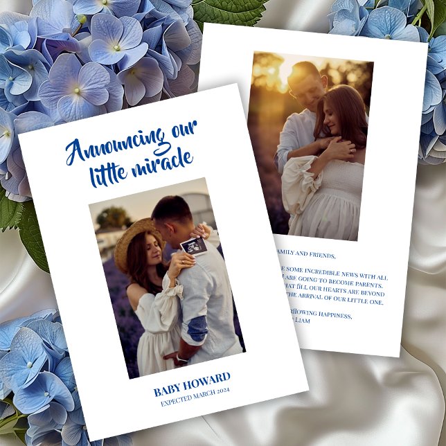 Anúncio de Gravidez de Foto Azul Pequeno Milagre (Criador carregado)