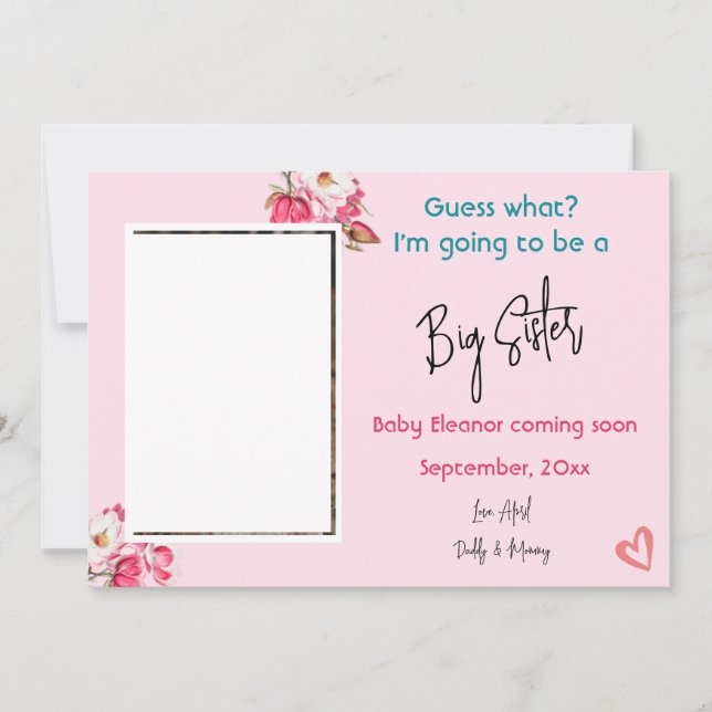 Anúncio de Gravidez de Foto da Irmã Grande (Frente)