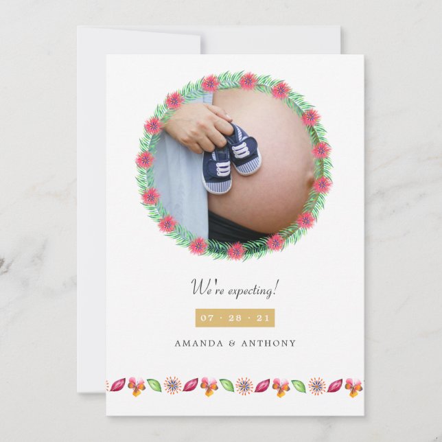 Anúncio de Gravidez de Foto do Verão Tropical (Frente)