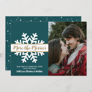 Anúncio de Gravidez de Natal com Foto Branca Teal