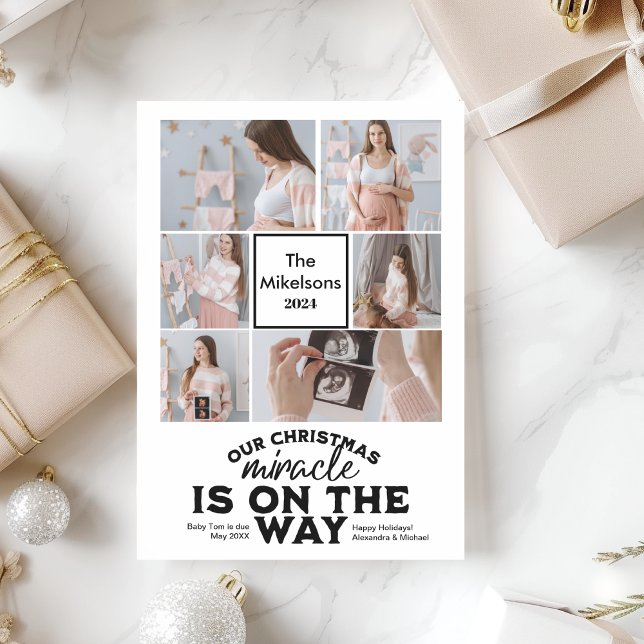 Anúncio de Gravidez de Natal com Várias Fotos (Criador carregado)