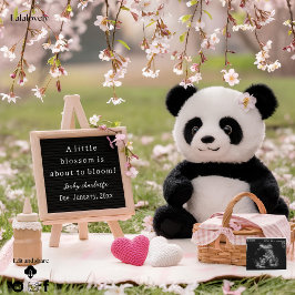 anúncio de gravidez de panda doce e flor de cereje